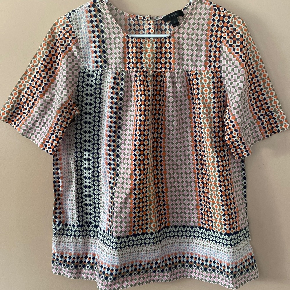 J. Crew Floral Cotton Blouse Spring Print Size 12